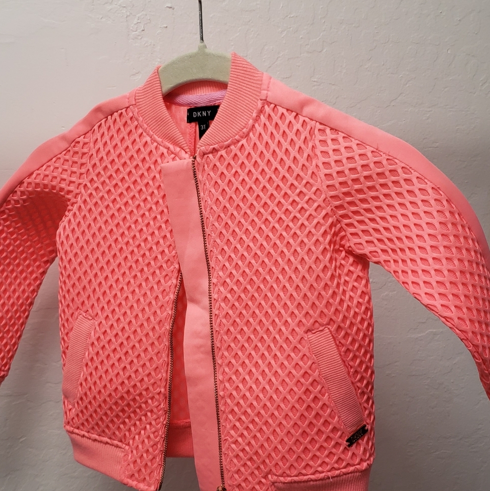 DKNY neon pink/orange bomber jacket size 3T